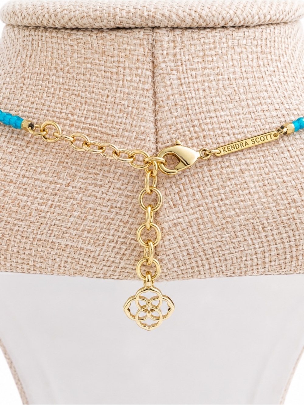 Kendra Scott Turquoise Blue Beaded Oval Pendant Necklace Gold Tone Boho - Picture 6 of 7